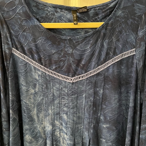 New Directions Blue Peasant Tunic Top Sz 1X - Picture 2 of 5